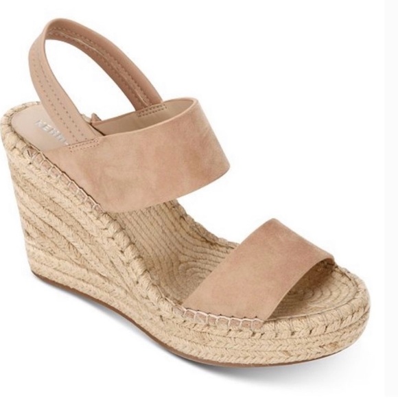 NEW Kenneth Cole Olivia Simple Espadrille Wedge Sandal Tan Suede Pull On Size 9M - Picture 1 of 5